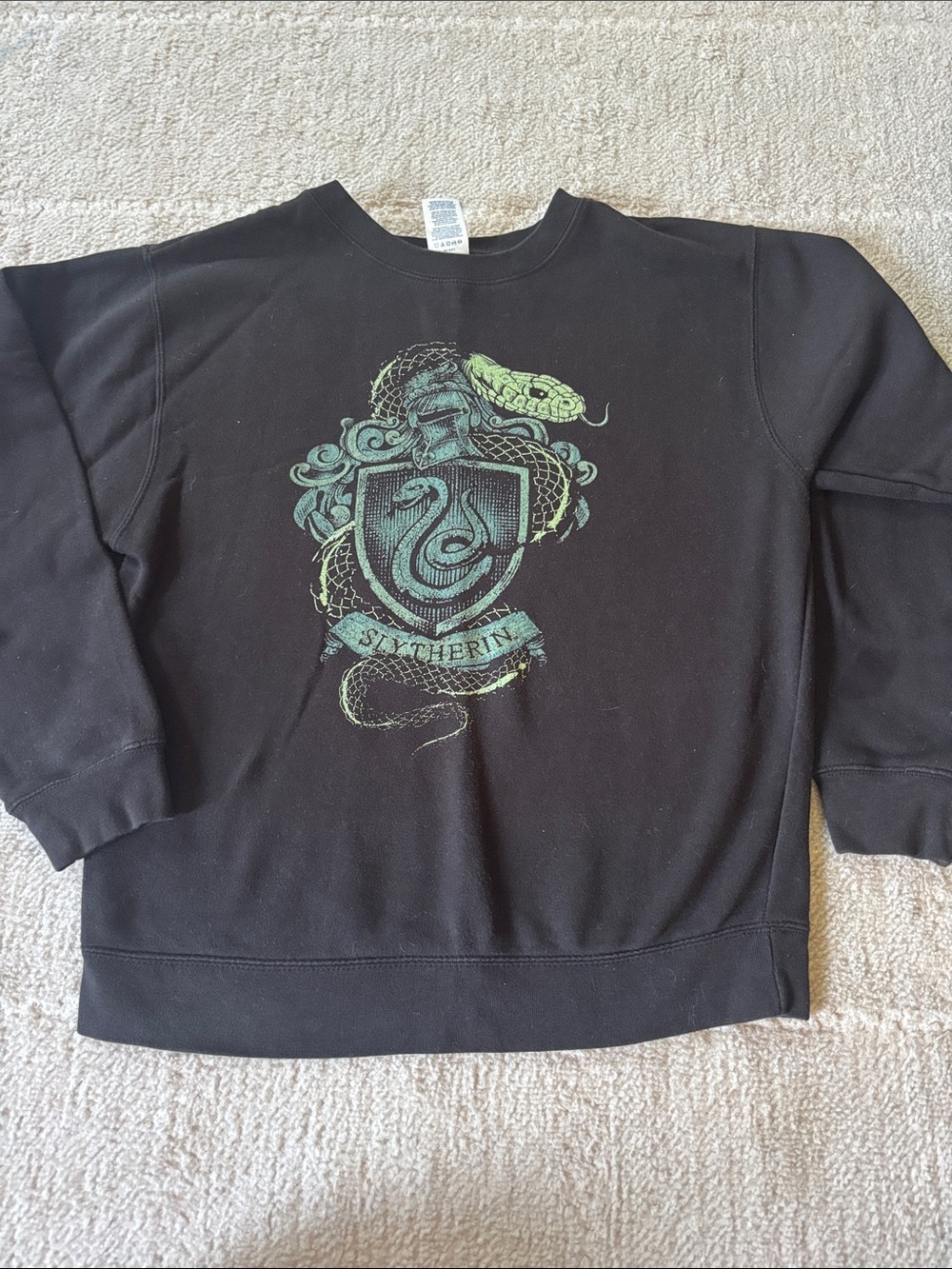 Black Slytherin Crest Crewneck Sweater